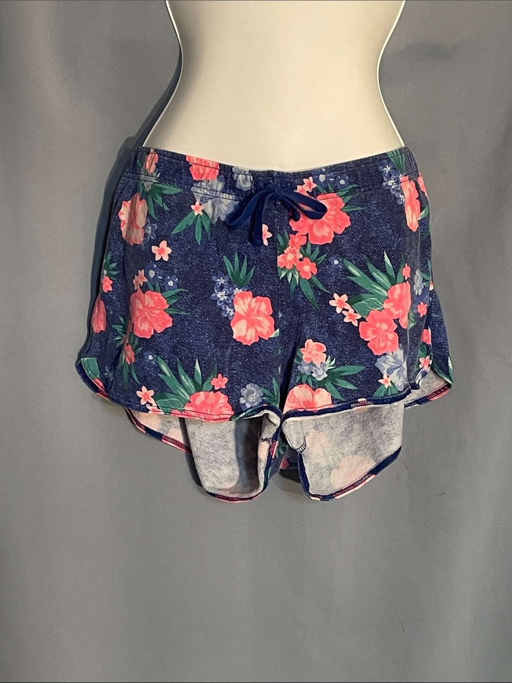 Justice Navy Floral Drawstring Athletic Shorts